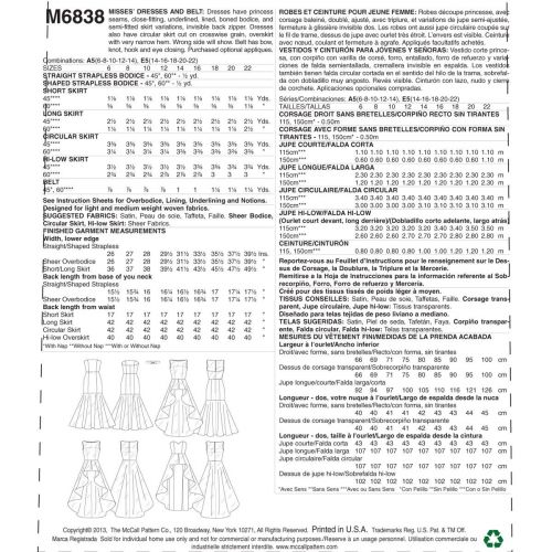 MCCALLS - M6838 ROBES DE SOIRÉE POUR FEMMES