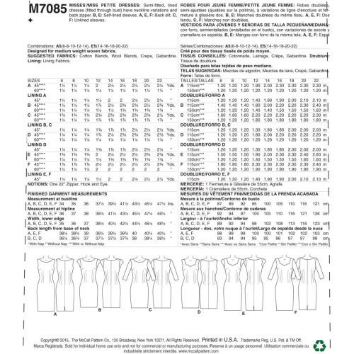MCCALLS - M7085 ROBES À PINCES POUR FEMMES