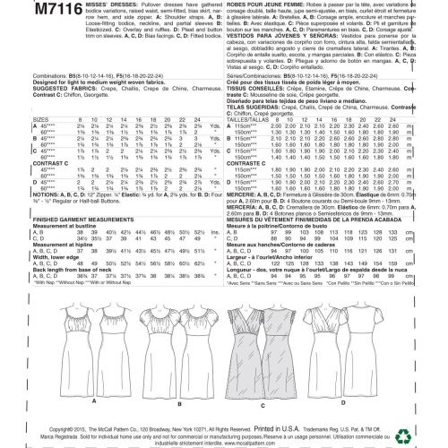 MCCALLS - M7116 ROBES TAILLE EMPIRE POUR FEMMES - 8 À 16