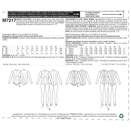 MCCALLS - M7217 DÉGUISEMENT MAILLOT DE CORPS POUR FEMMES