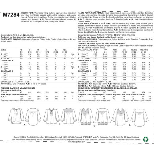 MCCALLS - M7284 HAUTS AVEC ENTAILLE AU COL POUR FEMMES