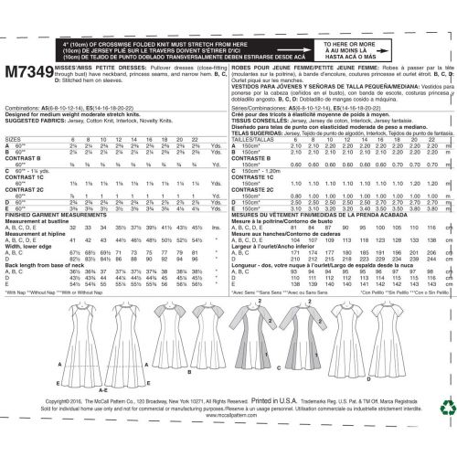 MCCALLS - M7349 ROBES MANCHES RAGLAN POUR FEMMES