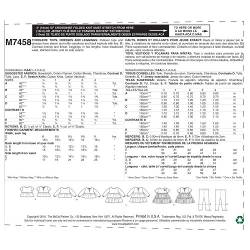 MCCALLS - M7458 HAUTS ET PANTALONS - BÉBÉ / TOUT-PETIT - 1/2 À 4