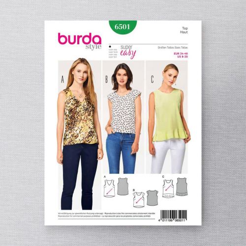 BURDA - 6501 HAUTS POUR FEMMES