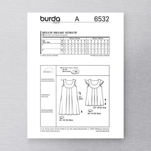 BURDA - 6532 ROBE/HAUT POUR FEMMES