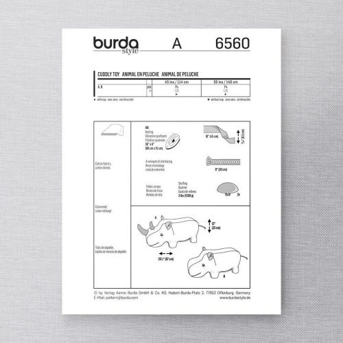 BURDA - 6560 ANIMAUX EN PELUCHE