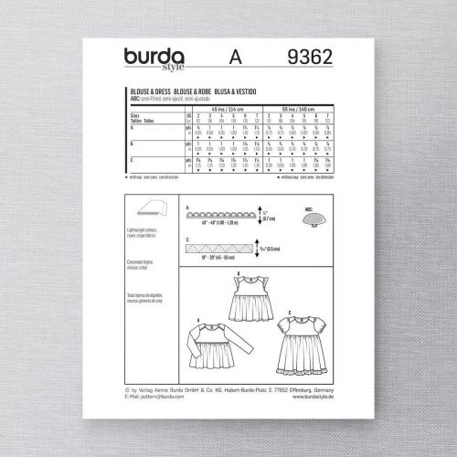 BURDA - 9362 ROBE/BLOUSE POUR ENFANTS