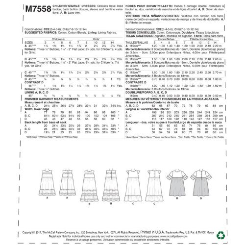 MCCALLS - M7558 ROBES PLISSÉES POUR ENFANTS