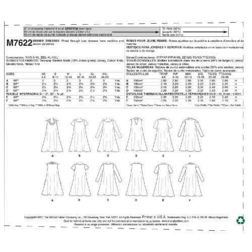 MCCALLS - M7622 ROBES POUR FEMME - G À TTG