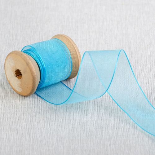 RUBAN D'ORGANZA 25 MM - TURQUOISE
