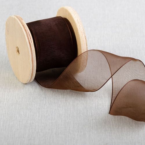 RUBAN D'ORGANZA 36 MM - BRUN