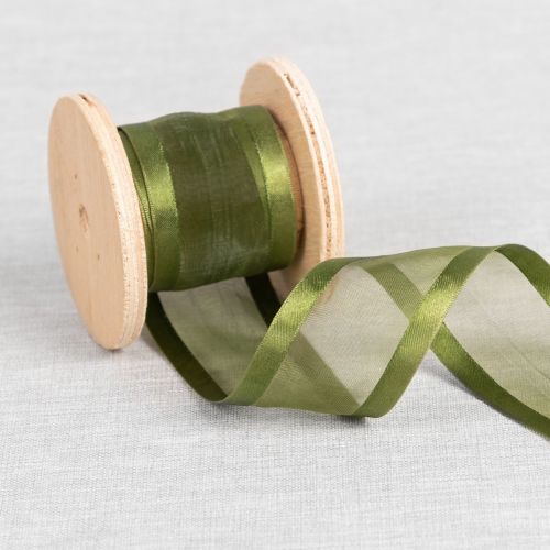 RUBAN D'ORGANZA AVEC BANDE DE SATIN 38 MM - CELADON