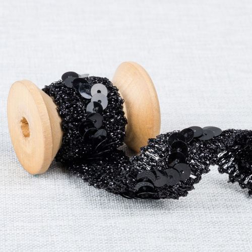 RUBAN PAILLETTE 22 MM - NOIR