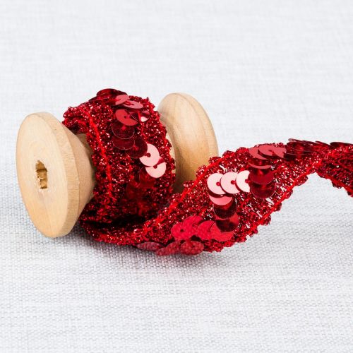 RUBAN PAILLETTE 22 MM - ROUGE