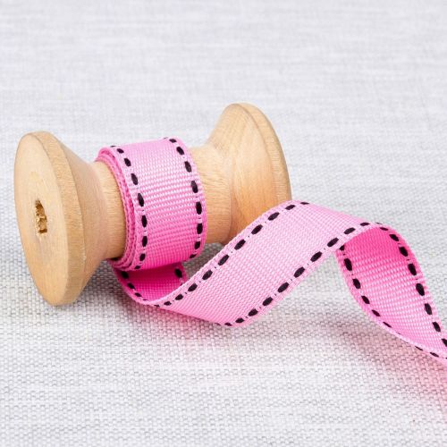 RUBAN POINTILLÉ 13 MM -  ROSE VIF