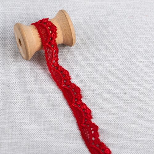 DENTELLE ÉLASTIQUE 15 MM - ROUGE