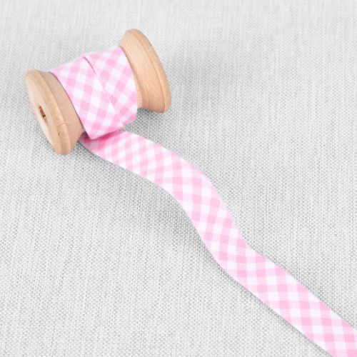 BIAIS PAR ROBERT KAUFMAN - CAROLINA GINGHAM 1/8'' ROSE BONBON