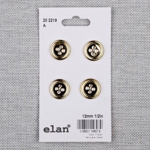 BOUTON ELAN - 12 MM 4 TROUS OR - ENS4