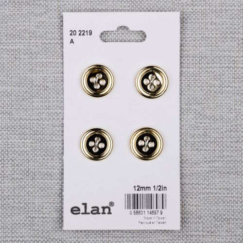 BOUTON ELAN - 12 MM 4 TROUS OR - ENS4