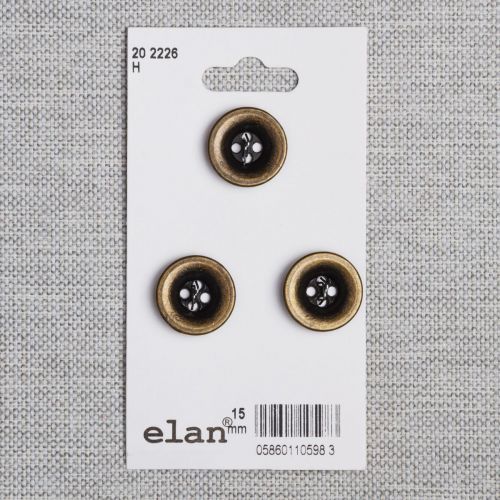 BOUTON ELAN - 15 MM 4 TROUS OR ANTIQUE - ENS3