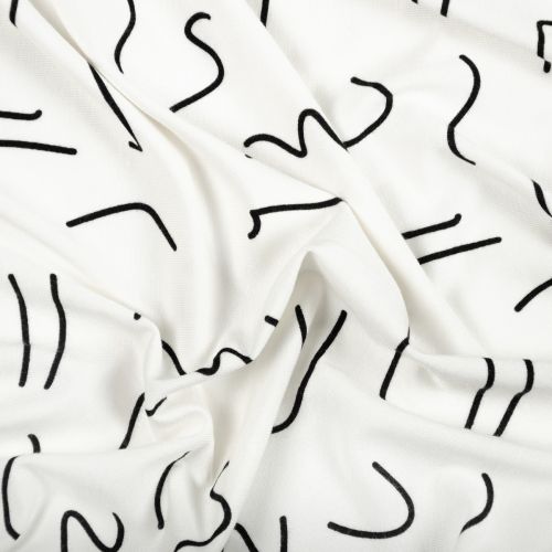JERSEY DE BAMBOU IMPRIMÉ - BLANC CASSÉ/NOIR