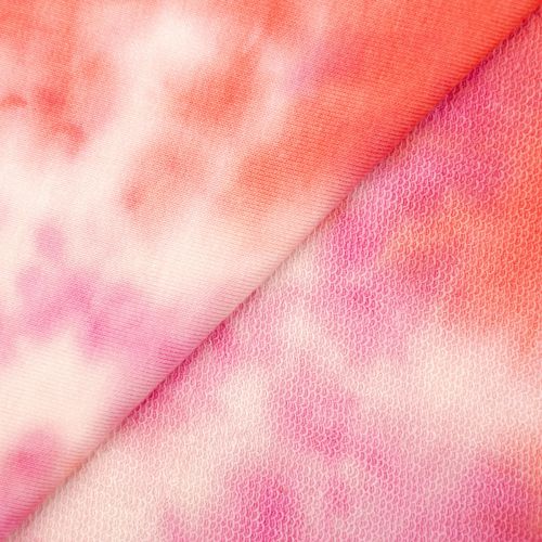  TRICOT FRANÇAIS DE BAMBOU TIE DYE - CORAIL/FRAMBOISE 
