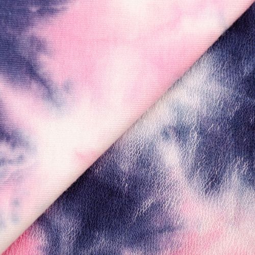  TRICOT FRANÇAIS DE BAMBOU TIE DYE - FUCHSIA/MARINE 