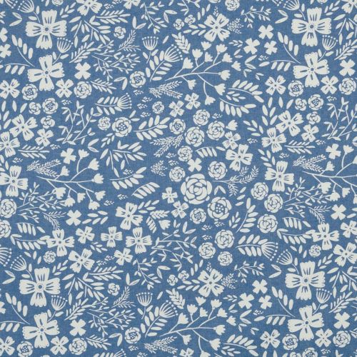 DENIM IMPRIMÉ FLORAL - BLEU PÂLE