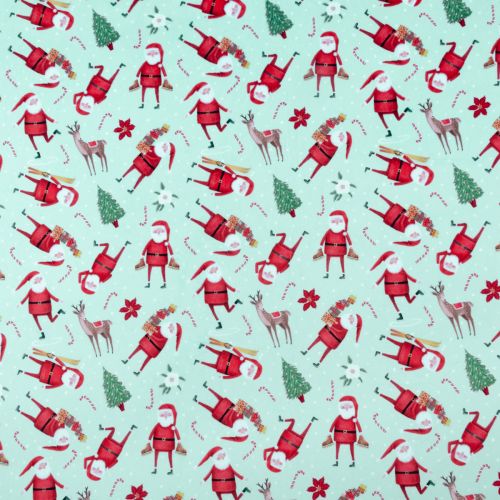 MINKY TOSSED FUN SANTAS BLEU CIEL PAR TIMELESS TREASURES