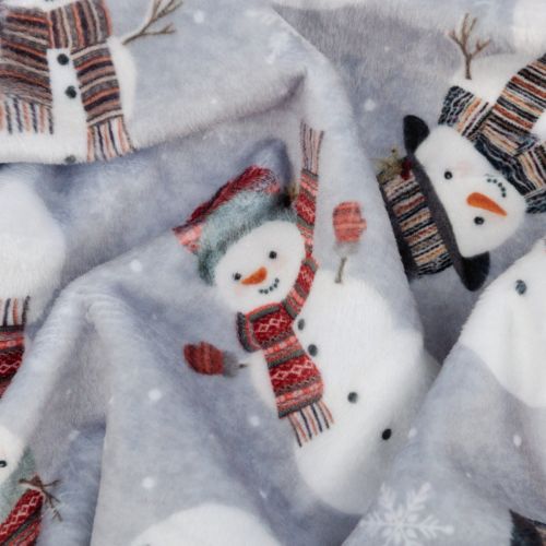 MINKY TOSSED SNOWMEN AND SNOWFLAKES GRIS PAR TIMELESS TREASURES