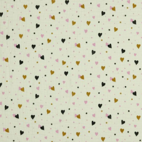 MOUSSELINE CŒURS PAR POPPY - SABLE