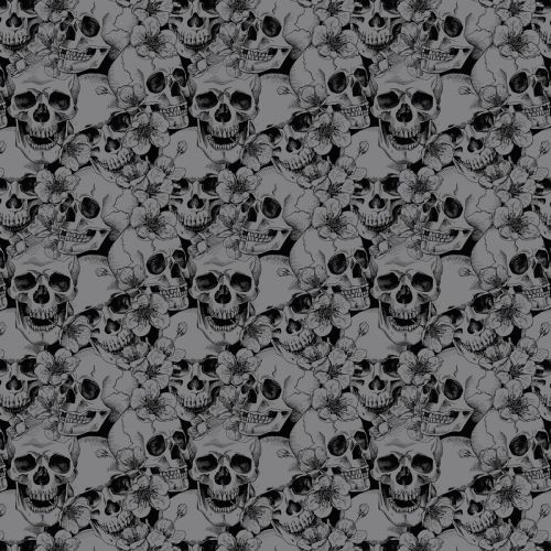 JERSEY BIOLOGIQUE CRÂNE AVEC FLEURS PAR POPPY - GRIS