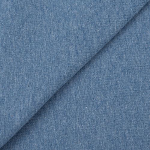 JERSEY DE COTON BIOLOGIQUE ET POLYESTER RECYCLÉ - BLEU CHINÉ