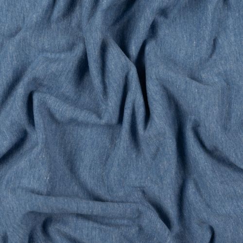 JERSEY DE COTON BIOLOGIQUE ET POLYESTER RECYCLÉ - BLEU CHINÉ