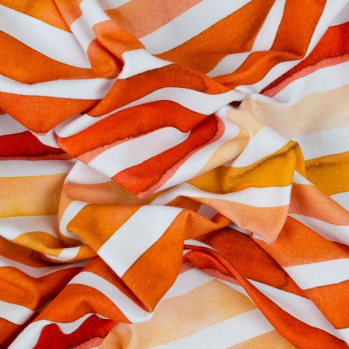 JERSEY DIGITAL RAYURES PAR POPPY - BLANC/ORANGE