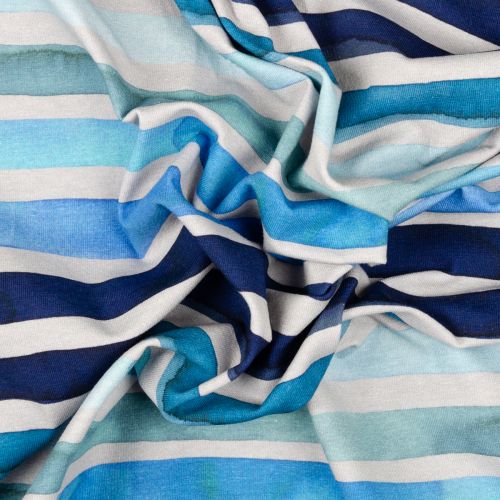 JERSEY DIGITAL RAYURES PAR POPPY - BLEU/GRIS