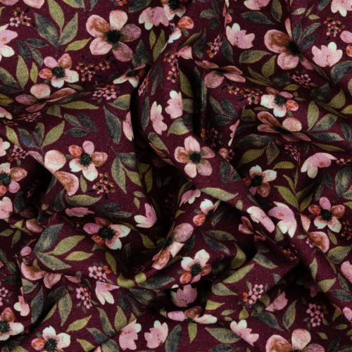 JERSEY DIGITAL FLORAISON PAR POPPY- BORDEAUX