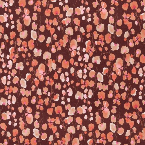 COTON OUATÉ DIGITAL FLEURS PAR POPPY - ROUGE