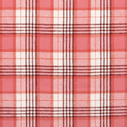 FLANNELETTE DE COTON À CARREAUX ALICE - ROSE/CORAIL
