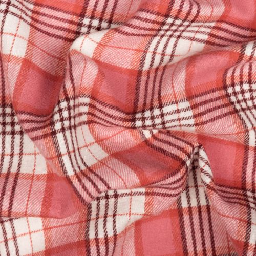 FLANNELETTE DE COTON À CARREAUX ALICE - ROSE/CORAIL