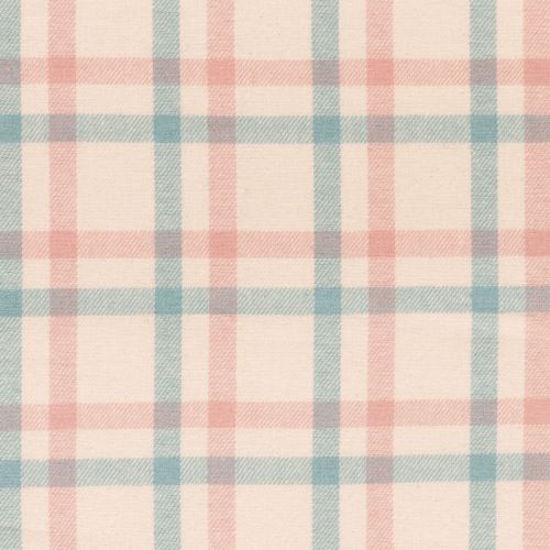 FLANNELETTE DE COTON À CARREAUX AGATHE - AVOINE/ROSE/AQUA