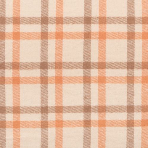 FLANNELETTE DE COTON À CARREAUX AGATHE - AVOINE/ORANGE/MOKA