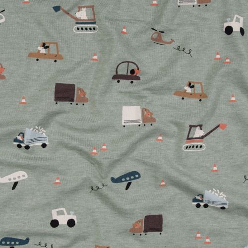 JERSEY VÉHICULES PAR POPPY - MENTHE FONCÉ MÉLANGE