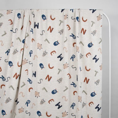 JERSEY COOL MONSTERS PAR POPPY - ECRU MÉLANGE