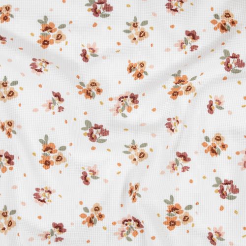 TRICOT NID D'ABEILLE FLEURS PAR POPPY - BLANC