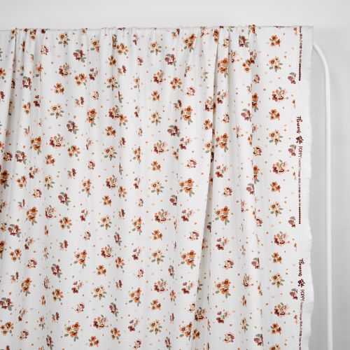 TRICOT NID D'ABEILLE FLEURS PAR POPPY - BLANC