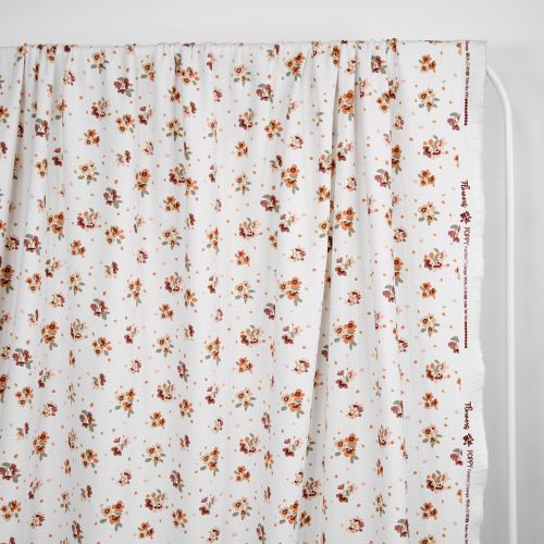 TRICOT NID D'ABEILLE FLEURS PAR POPPY - BLANC