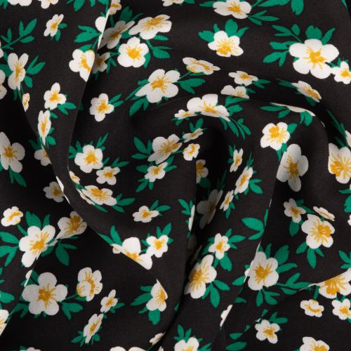 POPELINE PICASSO FLEURS DÉLICATES- NOIR/BLANC