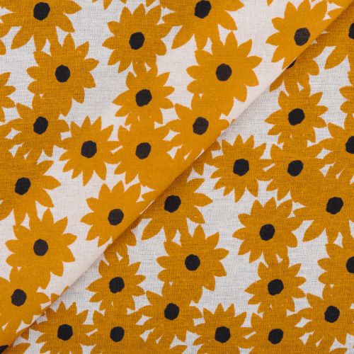 POPELINE LIN/VISCOSE IMPRIMÉ MARGUERITE - TERRA