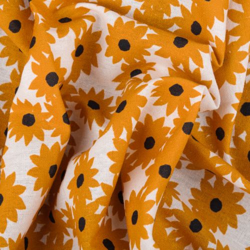 POPELINE LIN/VISCOSE IMPRIMÉ MARGUERITE - TERRA